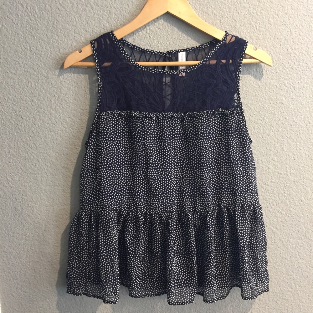 Peplum style lace polka dot top
